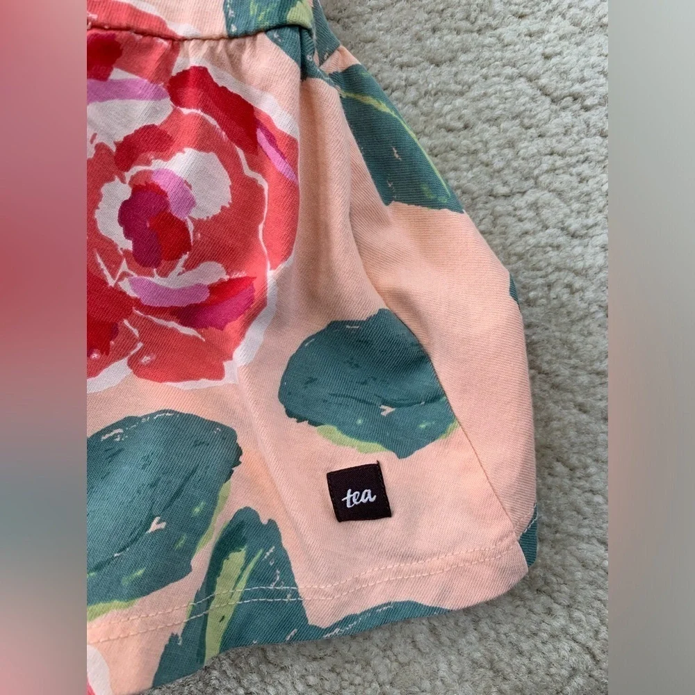 Tea Collection Size 8 Peach Rose Print Dress